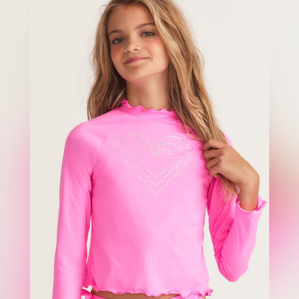 LOVESHACKFANCY X HURLEY - GIRLS' LONG SLEEVE RASHGUARD SET bejeweled